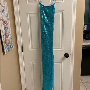 Sparkling Teal Sequin Gown
